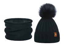 Damen / Mädchen Winterset Mütze mit Bommel und Halswärmer