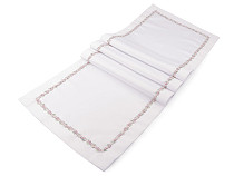 Satin Table Runner with Embroidered Flowers