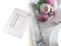 Tischläufer/Tischdecke aus Satin mit gestickten Blumen 40 x 140 cm