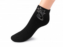 Ladies Cotton Ankle Socks with Rhinestones Emi Ross