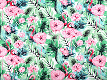 Cotton Fabric / Canvas - Flowers, Flamingo