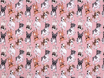 Single Knit Cotton Jersey Fabric with Digital Printing, Dogs