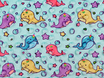 Minky Plush Dimple Dot Soft Blanket Fabric, Dolphin / Unicorn