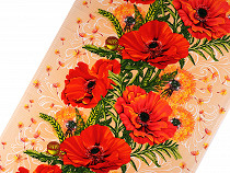 Cotton Waffle Pique Fabric Poppies
