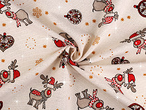 Tkanina dekoracyjna Loneta motyw świąteczny z lureksem 