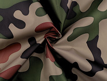 Tessuto per giacca a vento, in poliestere, con rivestimento argento, motivo: camouflage