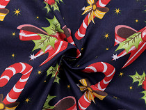Christmas Cotton Fabric / Cloth, Holly Flower, Lollipop