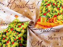 Karácsonyi pamut anyag / vászon fa