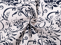 Cotton fabric / linen imitation, coarser, flowers