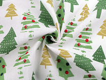 Tissu de Noël en coton recyclé, Sapins