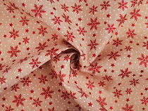 Tissu décoratif imitation jute, Flocons de neige, imprimé pailleté 