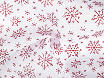 Tela decorativa imitación yute, copos de nieve, purpurina 