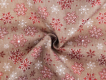Tkanina dekoracyjna imitacja juty śnieżynki 