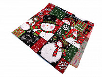 Prêt à coudre ! Panneau prédécoupé pour housse de coussin de Noël type tapisserie, 50 x 50 cm, Bonhomme de neige