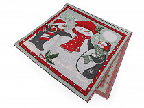 Prêt à coudre ! Panneau prédécoupé pour housse de coussin de Noël type tapisserie, 50 x 50 cm, Bonhomme de neige