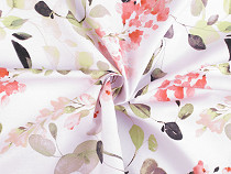 Tela de algodón/lona, flores, hojas