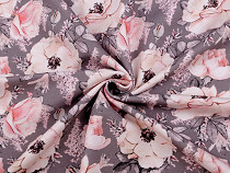 Tissu en jersey de coton à maille simple, Fleurs / Roses