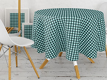 Round checkered tablecloth with lace Ø150 cm