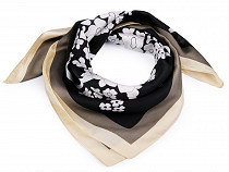 Satin scarf, silk hair wrapping scarf, flowers 70x70 cm