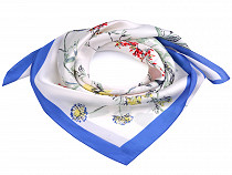 Satin scarf, silk hair wrapping scarf, flowers 70x70 cm