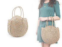 Crocheted Raffia Handbag with Zipper 33x37 cm