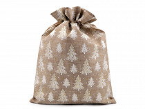 Gift Bag with Glitter and Tree Print 30x40 cm Jute Imitation