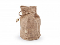 Jute Gift Bag with Wooden Beads 10x12 cm