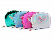 Geldbörse für Mädchen mit Sandpailletten Herz 10,5 x 13 cm