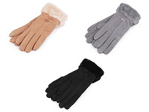 Rękawiczki damskie z futerkiem i elementem dotykowym 