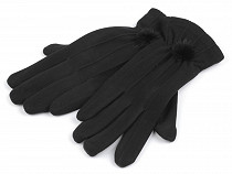 Ladies Gloves with Fur Pompom, touch screen