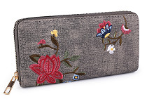 Dámská peněženka s vyšívanými květy 9,5x19 cm