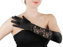 Long Formal Satin Gloves with Lace
