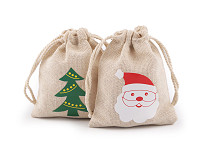 Bolsa de algodón, árbol de Navidad, Papá Noel 8x10 cm