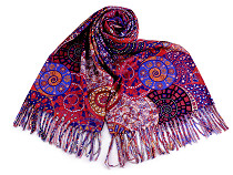 Scarf / shawl with fringes, spirals 70x180 cm