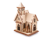 Dekorácia drevený kostol svietiaci