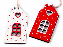 Wooden cut-out house, hanging ornament