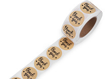Étiquettes circulaires en papier pour emballage cadeau : « Handmade with Love » (Fait à la main avec amour), « Thank you