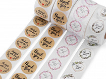 Handmade with Love Stickers,Thank you Round Gift Tag Stickers Ø25 mm