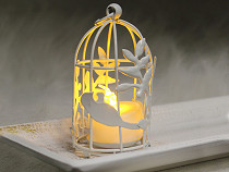 Dekorace ptačí klec na čajovou LED svíčku