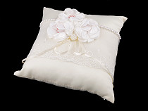 Satin Ring Bearer Pillow / Wedding Ring Pillow with Flowers 20x20 cm