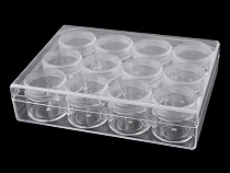 Boîte de rangement en plastique transparent pour bijouterie, 12 boîtes avec couvercle à visser
