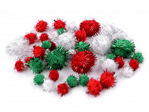 Pompons mit Lurex Weihnachtsmix von verschiedenen Größen