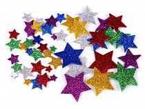 Schiuma Moosgummi auto-adesiva, stelle con glitter - mix di diverse dimensioni