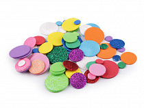 Foam rubber moosgummi circles with glitter - mix of sizes