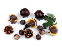 Artificial Chestnuts, Pine Cones, Leaves