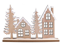 Drevená dekorácia zimné domčeky