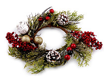 Artificial wreath with pine cones and glitter Ø23 cm