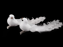 Dove decoration with curly feathers, with clip