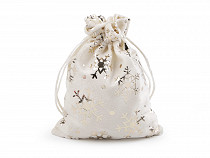 Christmas velvet gift bag snowflakes 11x14 cm