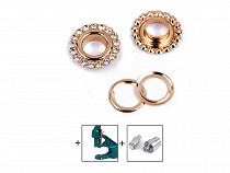 Eyelets / Grommets with Washer inner Ø7 mm / outer Ø22 mm"Flower with Crystals"